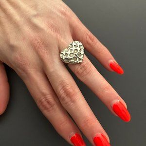 Coach Signature 925 Sterling Silver Heart Ring - Vintage - Size 6